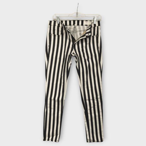 Womens Rag & Bone Black and White Striped Skinny Jean Size 29" Waist - Picture 4 of 6